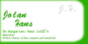 jolan hans business card